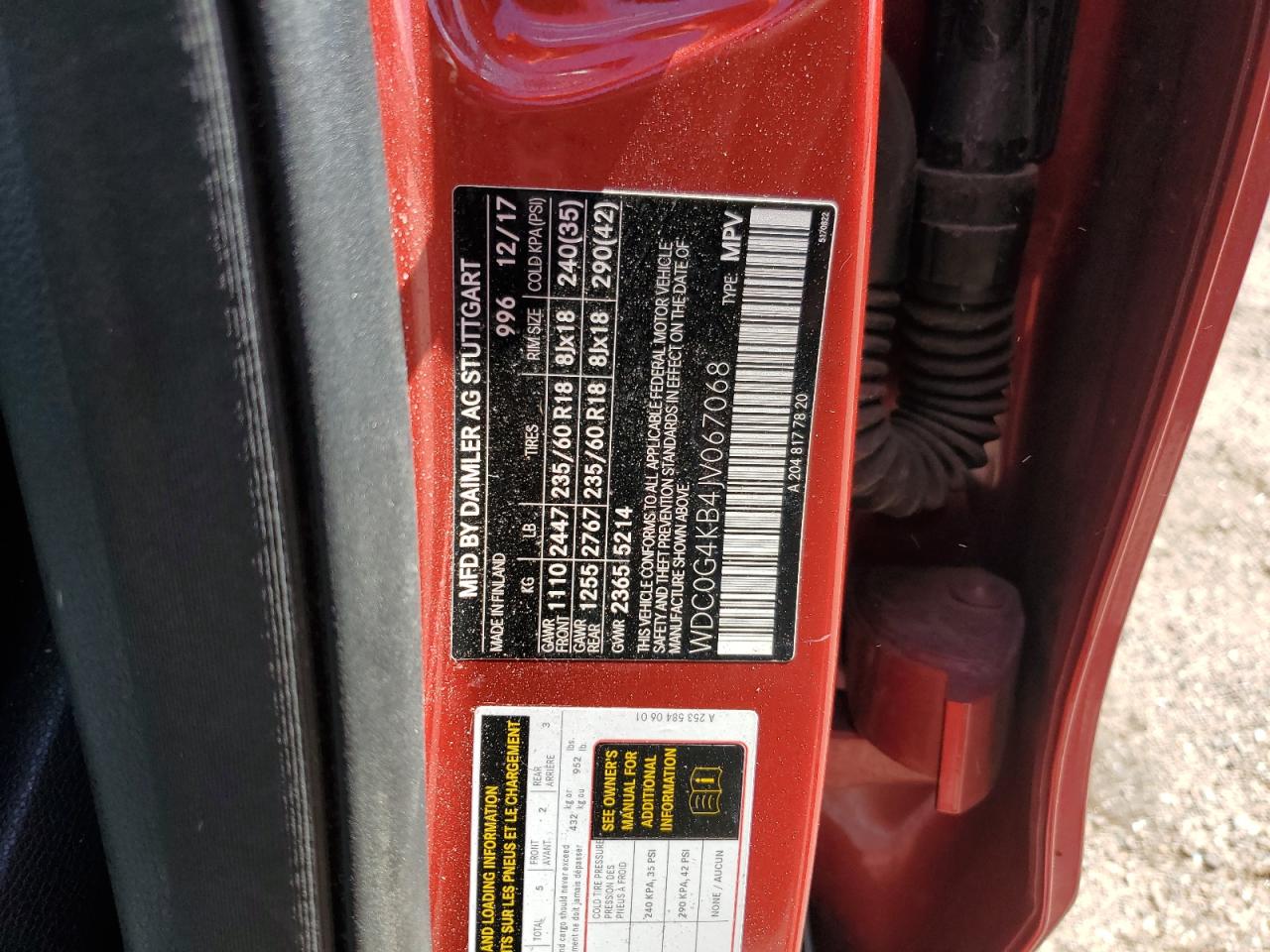 2018 Mercedes-Benz Glc 300 4Matic VIN: WDC0G4KB4JV067068 Lot: 63872445