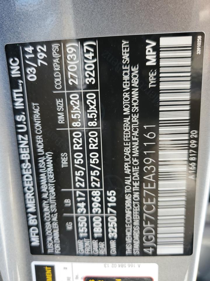 4jgdf7ce7ea391161 4JGDF7CE7EA391161 2014 Mercedes-Benz Gl 450 4Matic