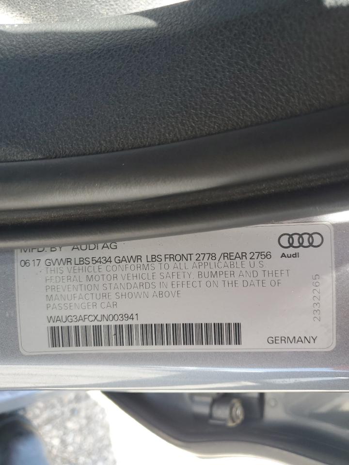 2018 Audi A6 Premium Plus VIN: WAUG3AFCXJN003941 Lot: 63644185
