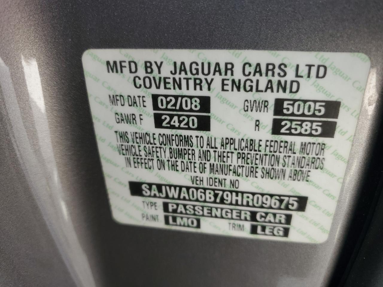 2009 Jaguar Xf Premium Luxury VIN: SAJWA06B79HR09675 Lot: 64368705