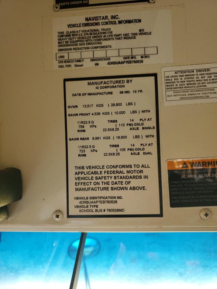 2014 Ic Corporation 3000 Ce VIN: 4DRBUAAP7EB760528 Lot: 64787415