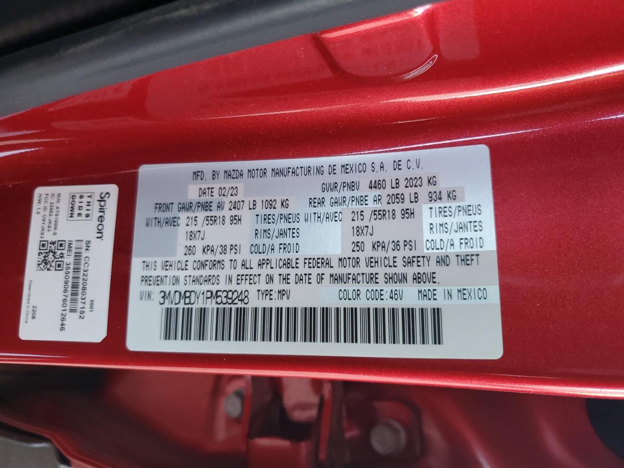 2023 Mazda Cx-30 Premium VIN: 3MVDMBDY1PM539248 Lot: 63619395