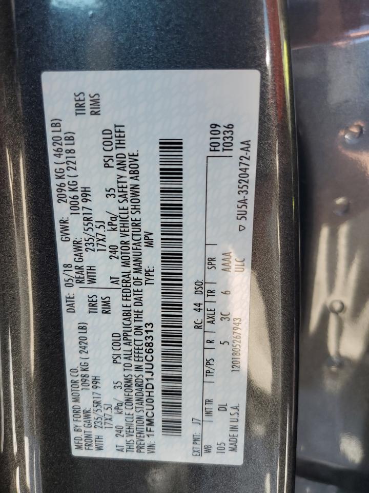1FMCU0HD1JUC68313 FORD ESCAPE 2018