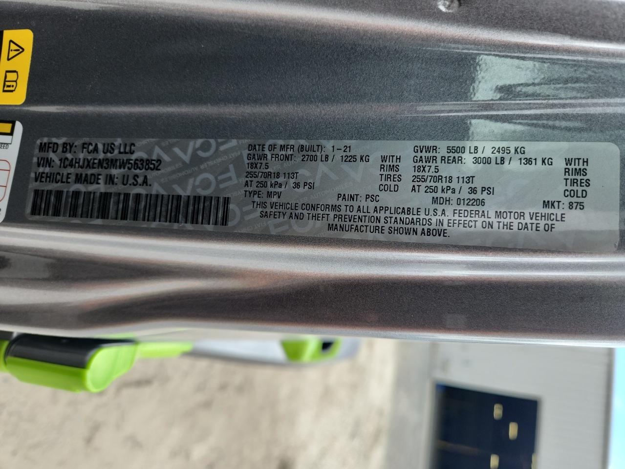 2021 Jeep Wrangler Unlimited Sahara VIN: 1C4HJXEN3MW563852 Lot: 65043775
