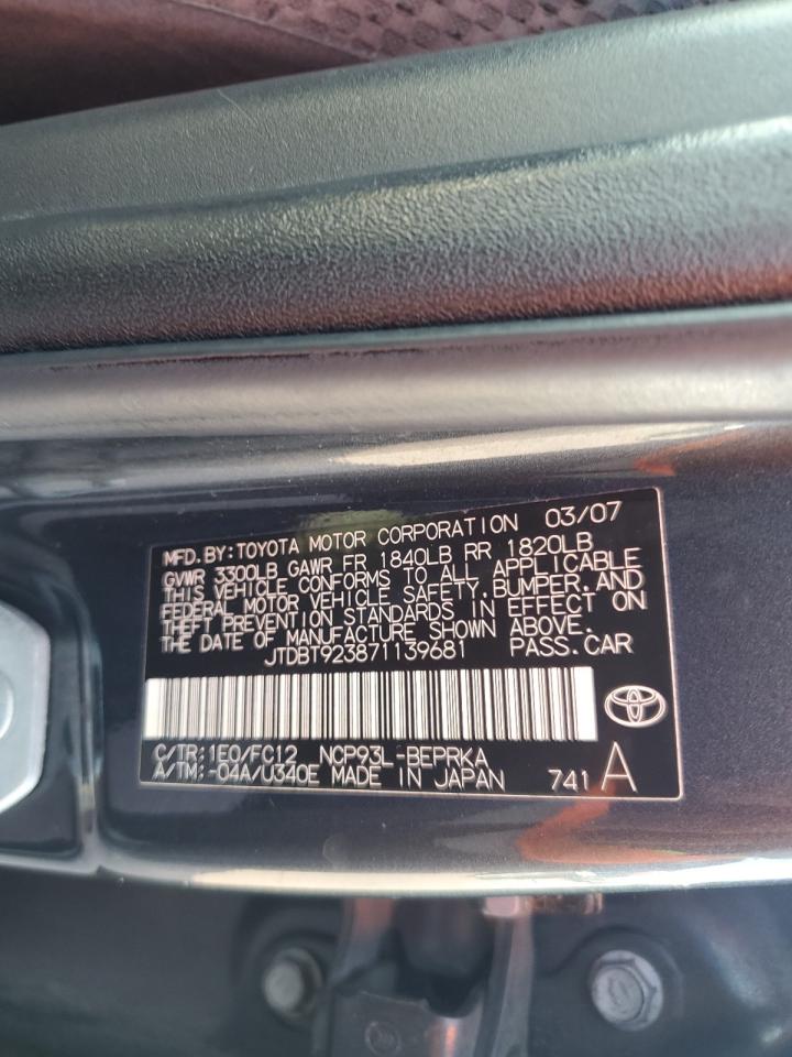 2007 Toyota Yaris VIN: JTDBT923871139681 Lot: 64522055