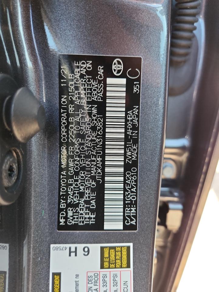 2022 Toyota Prius Night Shade VIN: JTDKAMFU1N3163821 Lot: 65160745