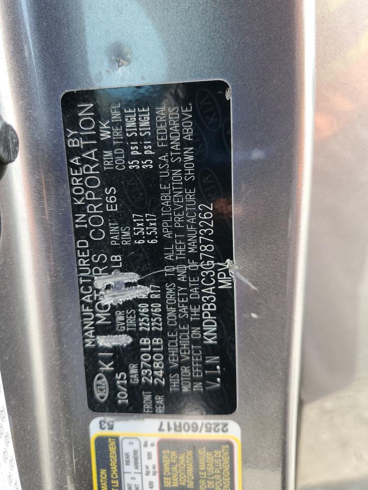 2016 Kia Sportage Lx VIN: KNDPB3AC3G7873262 Lot: 63771815