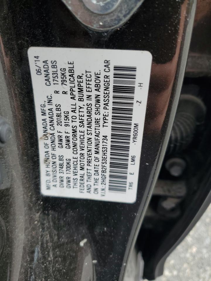 2014 Honda Civic Lx VIN: 2HGFB2F53EH531734 Lot: 64236505