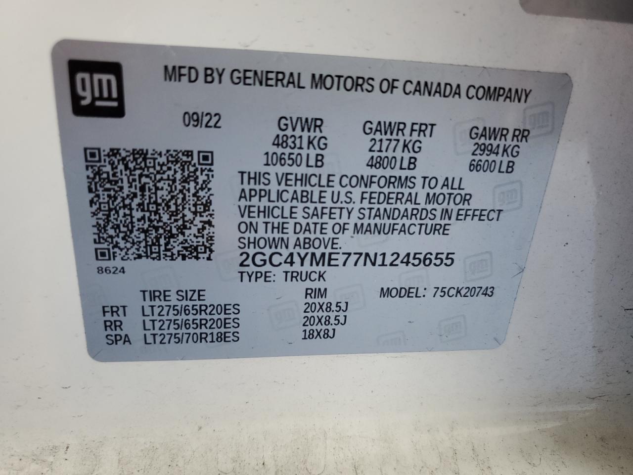 2022 Chevrolet Silverado K2500 Custom VIN: 2GC4YME77N1245655 Lot: 63033775