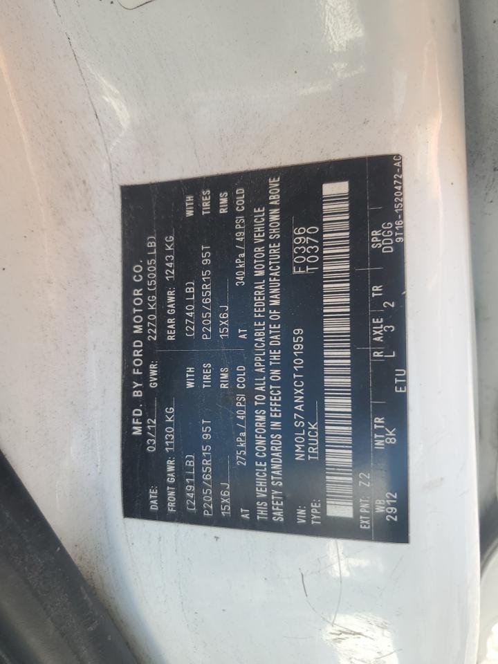 2012 Ford Transit Connect Xl VIN: NM0LS7ANXCT101959 Lot: 63141475