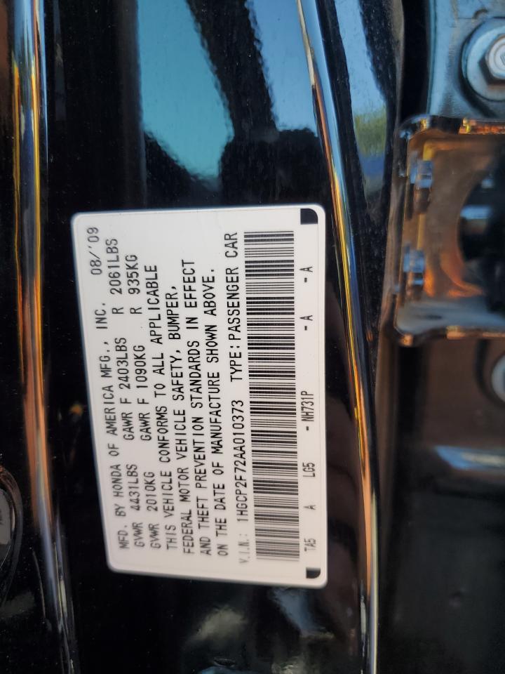 2010 Honda Accord Ex VIN: 1HGCP2F72AA010373 Lot: 64600435