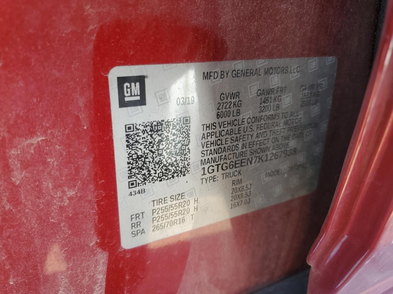 2019 GMC Canyon Denali VIN: 1GTG6EEN7K1267938 Lot: 62644395