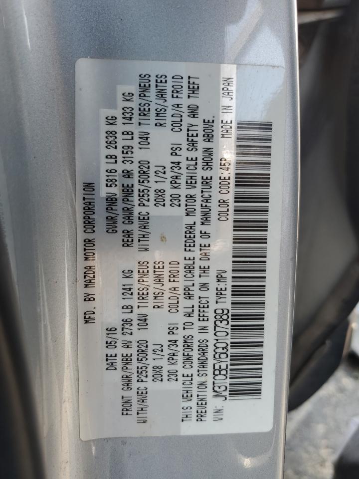 2016 Mazda Cx-9 Signature VIN: JM3TCBEY6G0107389 Lot: 64850275