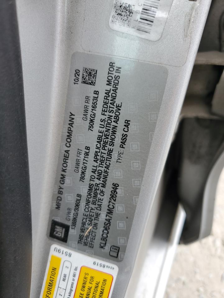 KL8CD6SA7MC726946 2021 Chevrolet Spark 1Lt