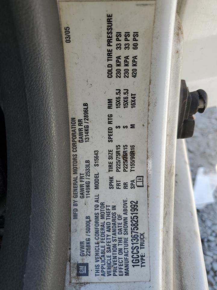 1gccs136758251992 1GCCS136758251992 2005 Chevrolet Colorado