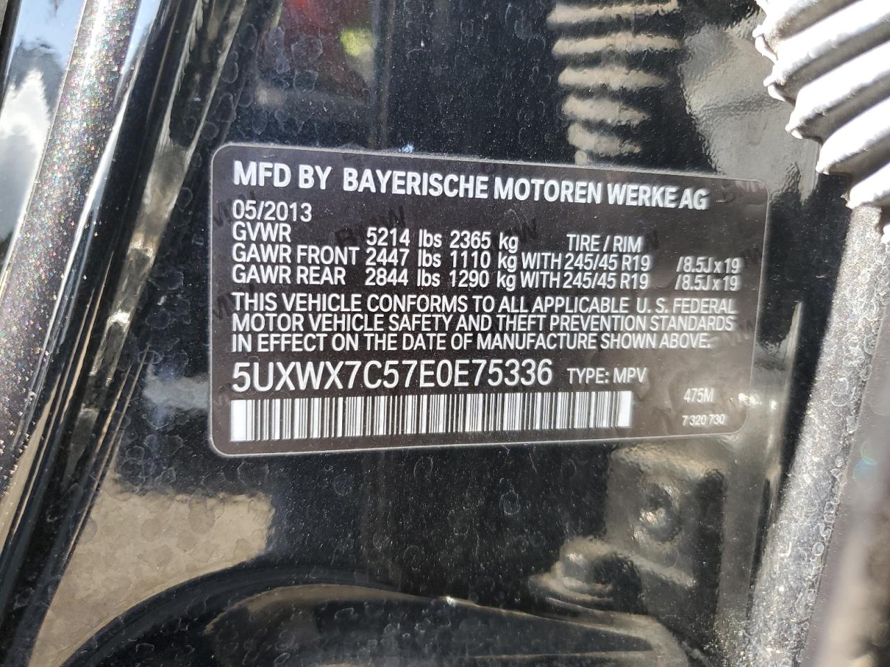 2014 BMW X3 xDrive35I VIN: 5UXWX7C57E0E75336 Lot: 63706675
