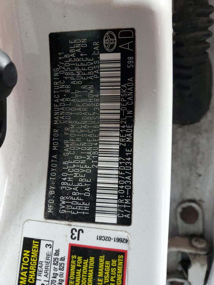 2011 Toyota Corolla Base VIN: 2T1BU4EE1BC573684 Lot: 65079475