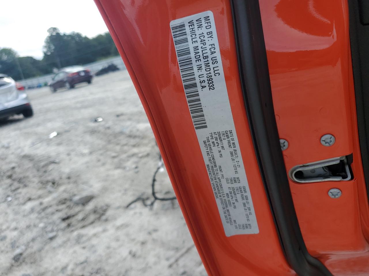 2021 Jeep Cherokee Latitude Plus VIN: 1C4PJLLB1MD189332 Lot: 65039955