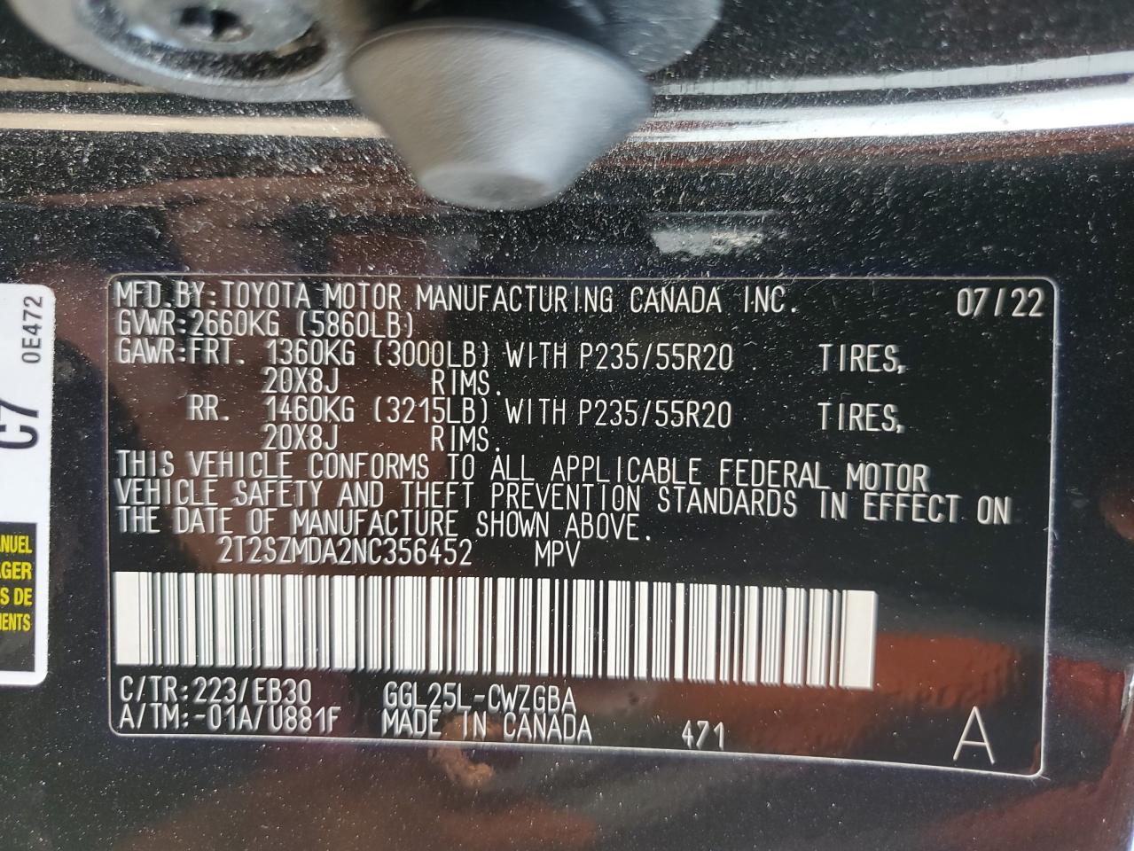 2022 Lexus Rx 350 F Sport VIN: 2T2SZMDA2NC356452 Lot: 64190135