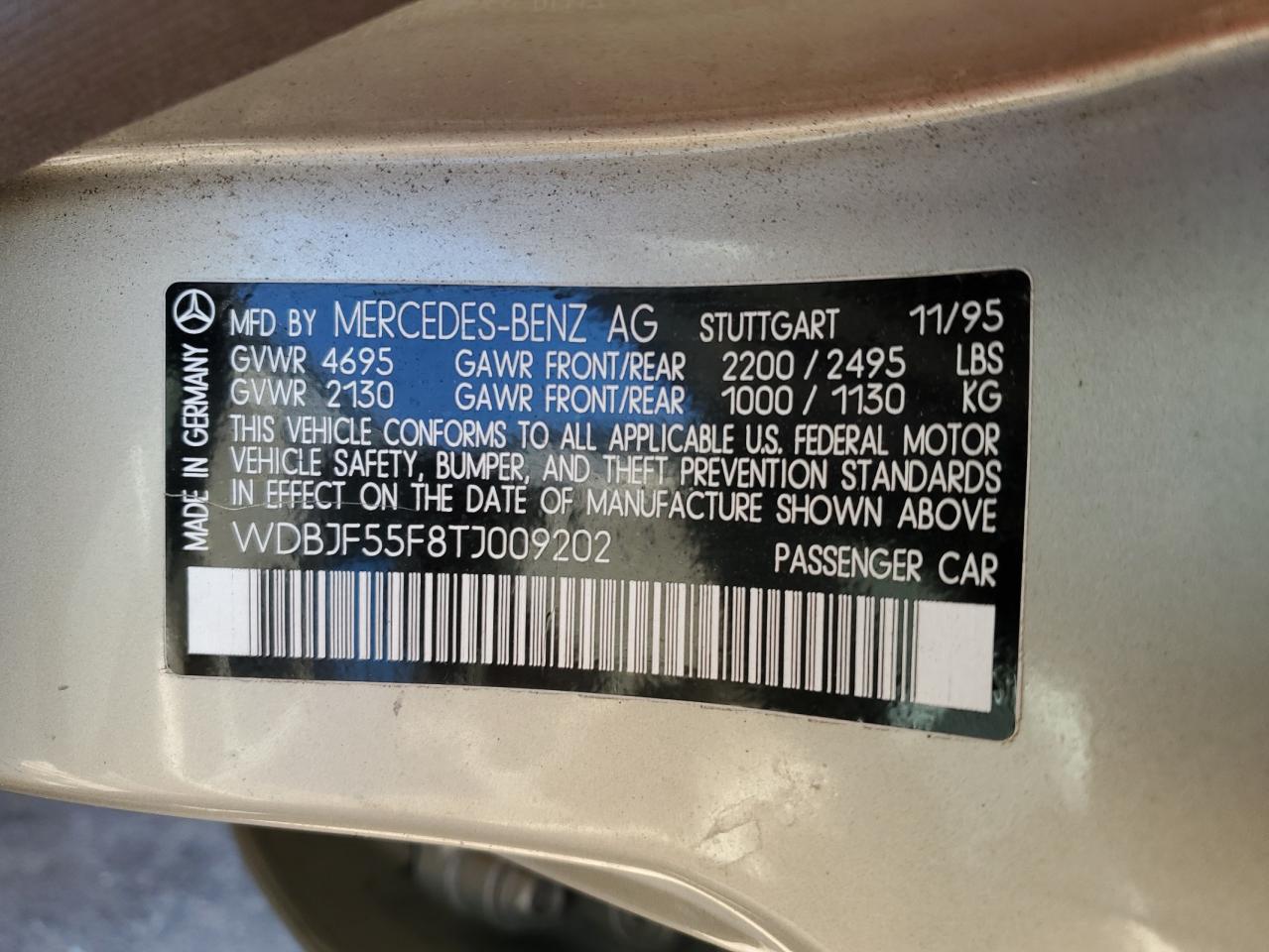 1996 Mercedes-Benz E 320 VIN: WDBJF55F8TJ009202 Lot: 64995815