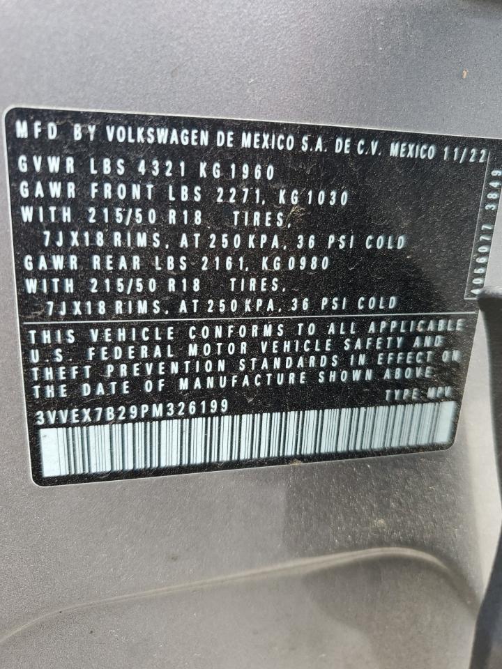 2023 Volkswagen Taos Se VIN: 3VVEX7B29PM326199 Lot: 65399285