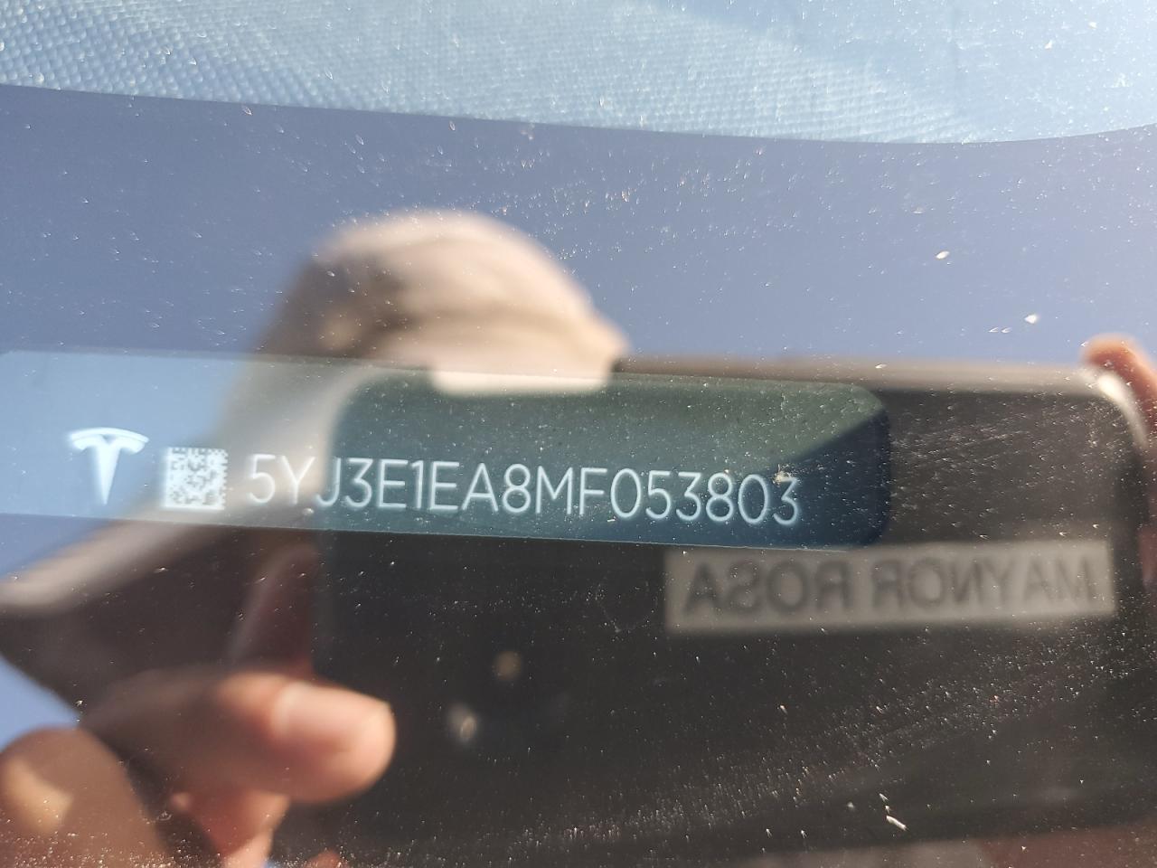 2021 Tesla Model 3 VIN: 5YJ3E1EA8MF053803 Lot: 66449765