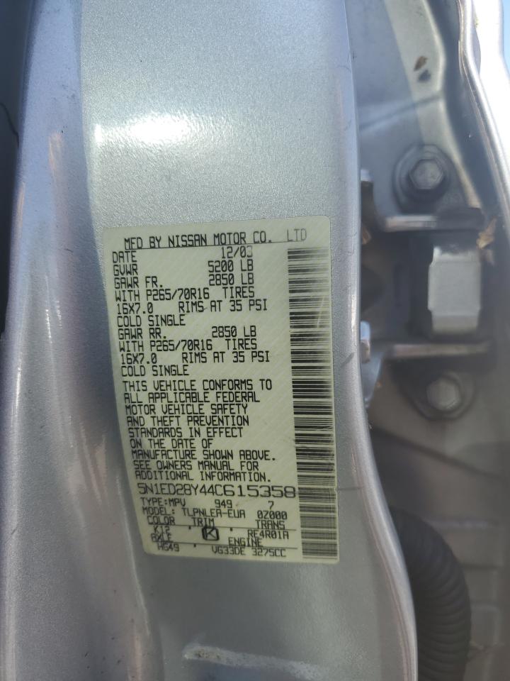 2004 Nissan Xterra Xe VIN: 5N1ED28Y44C615358 Lot: 63261735