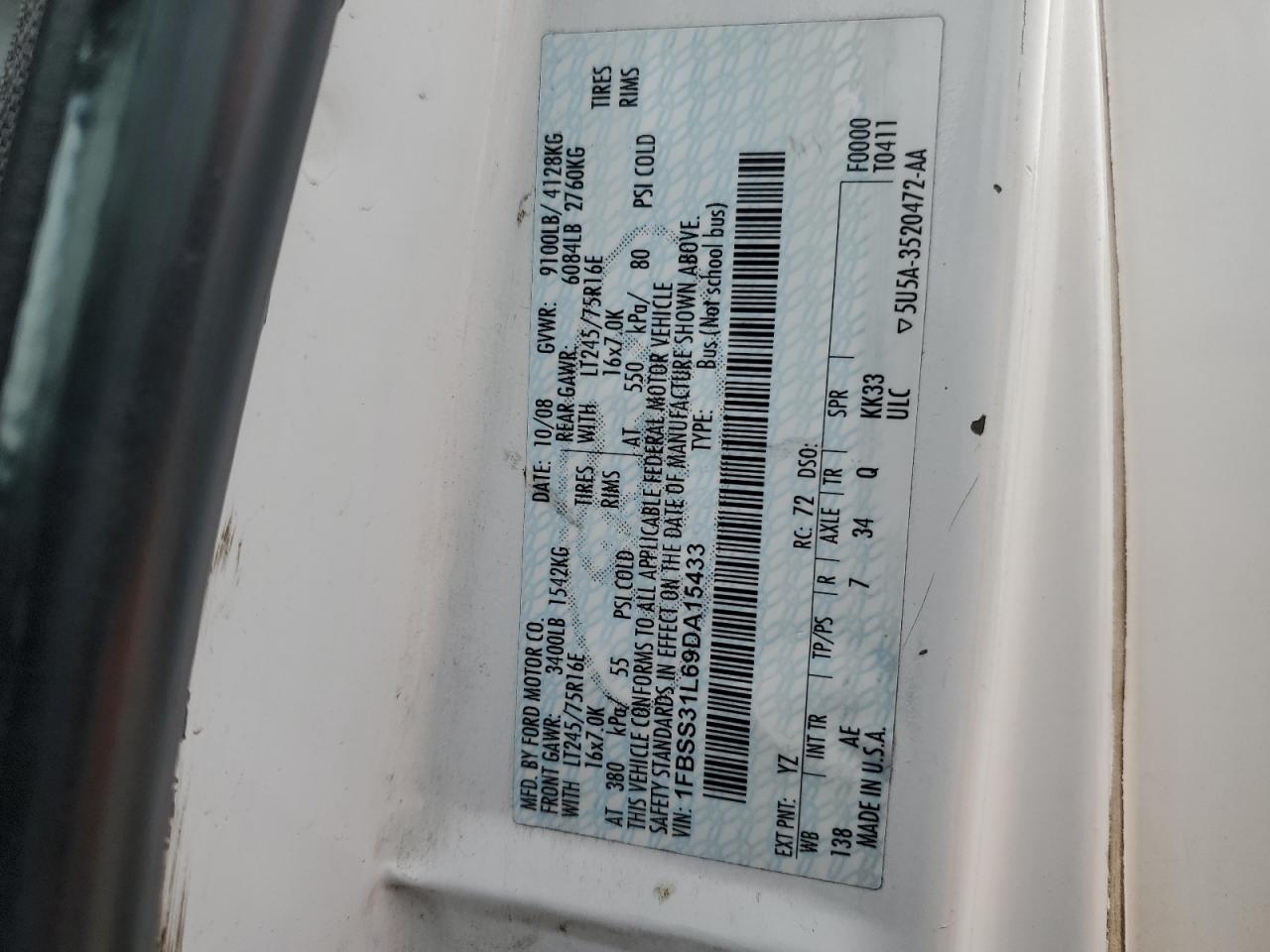 2009 Ford Econoline E350 Super Duty Wagon VIN: 1FBSS31L69DA15433 Lot: 59523185