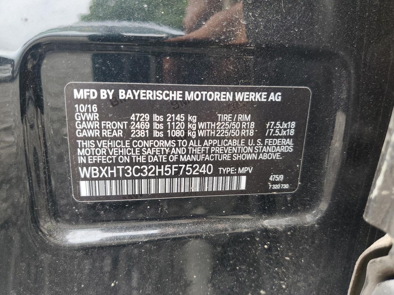 2017 BMW X1 xDrive28I VIN: WBXHT3C32H5F75240 Lot: 62453355