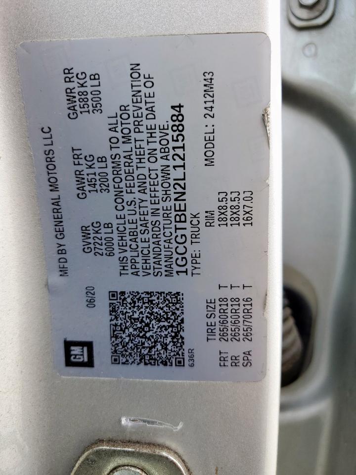 2021 Chevrolet Colorado VIN: 1GCGTBEN2L1215884 Lot: 65202745