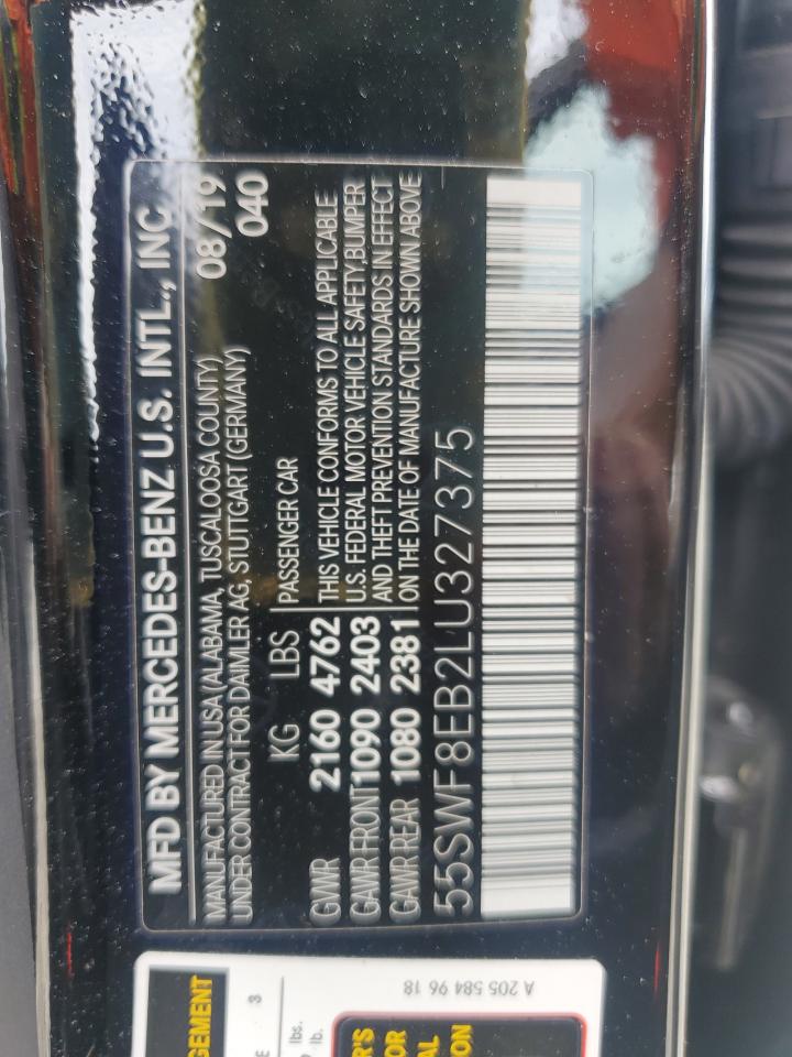 2020 Mercedes-Benz C 300 4Matic VIN: 55SWF8EB2LU327375 Lot: 63511185