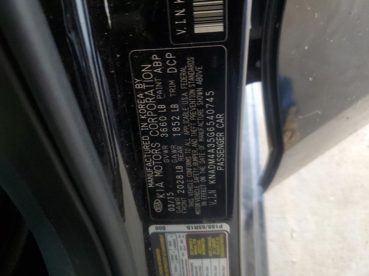 2016 Kia Rio Lx VIN: KNADM4A35G6540745 Lot: 64383175