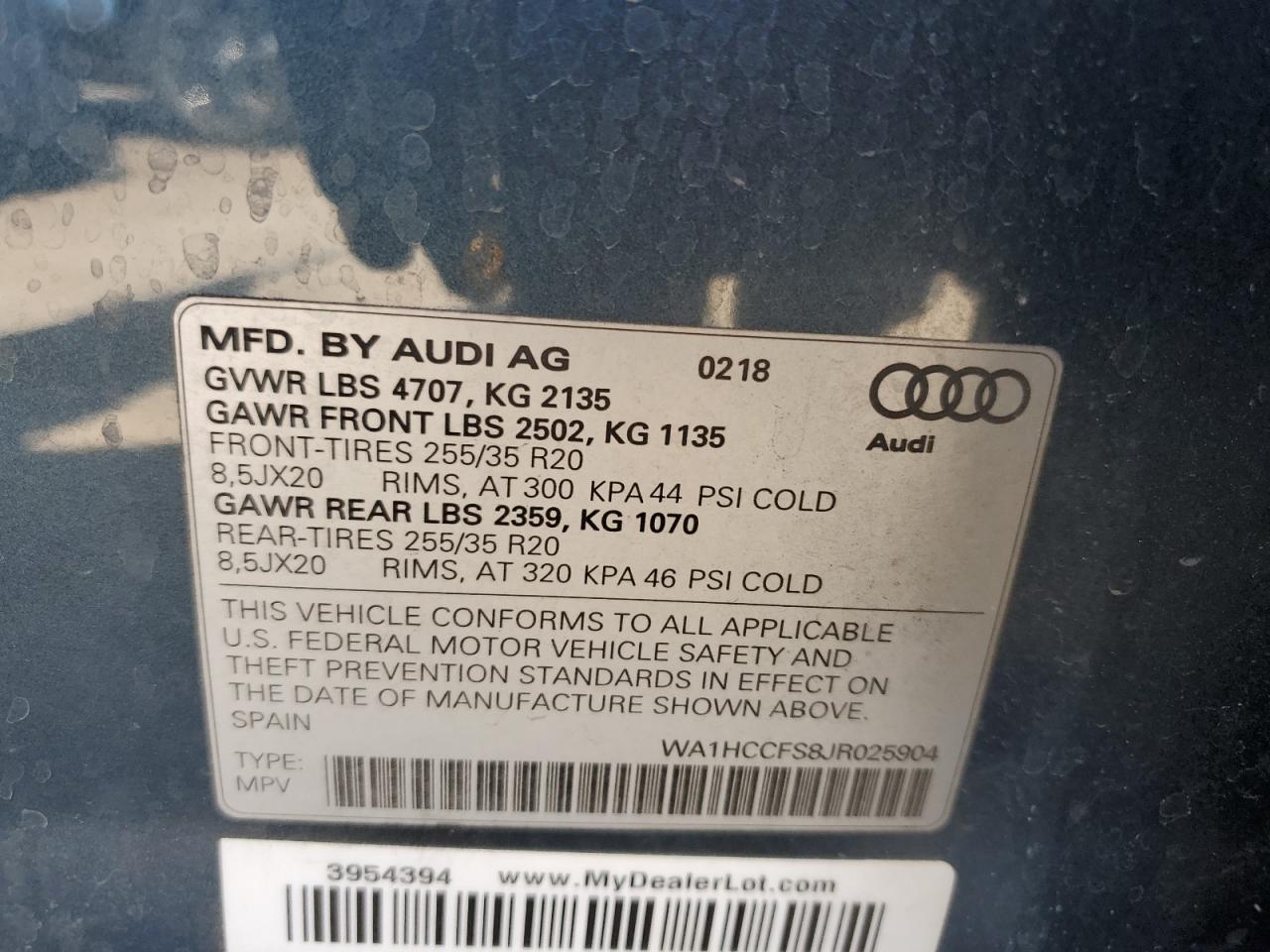 2018 Audi Q3 Premium Plus VIN: WA1HCCFS8JR025904 Lot: 65087815