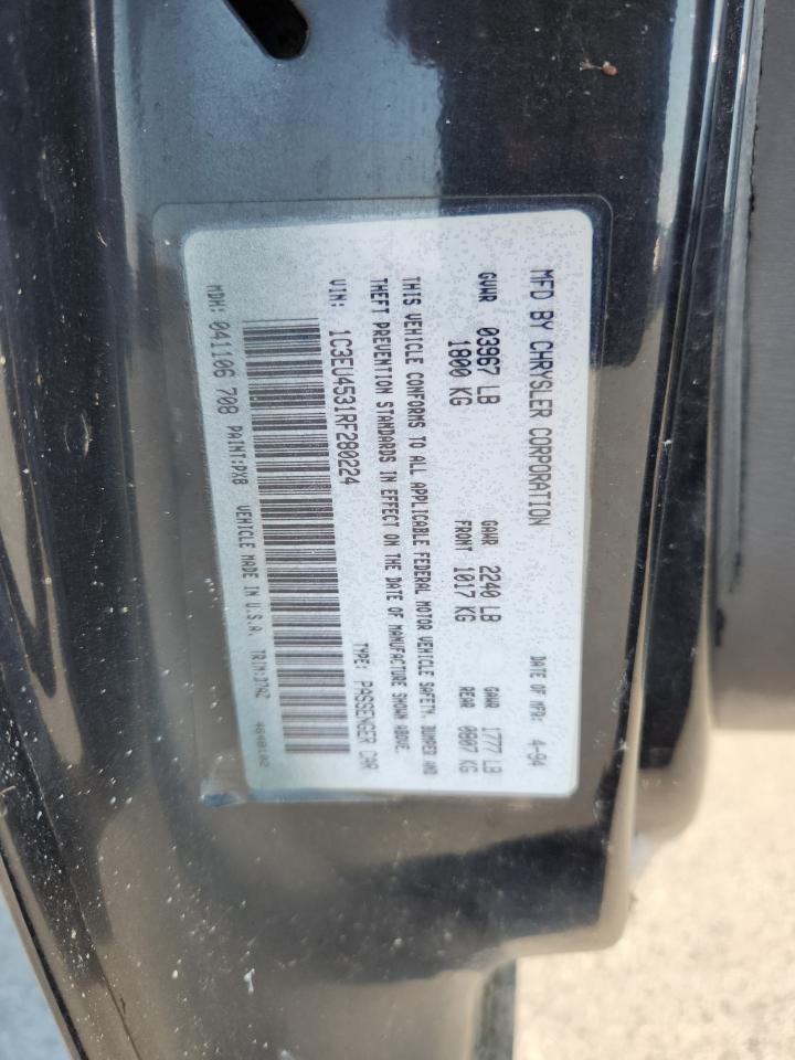 1994 Chrysler Lebaron Base VIN: 1C3EU4531RF280224 Lot: 65189705