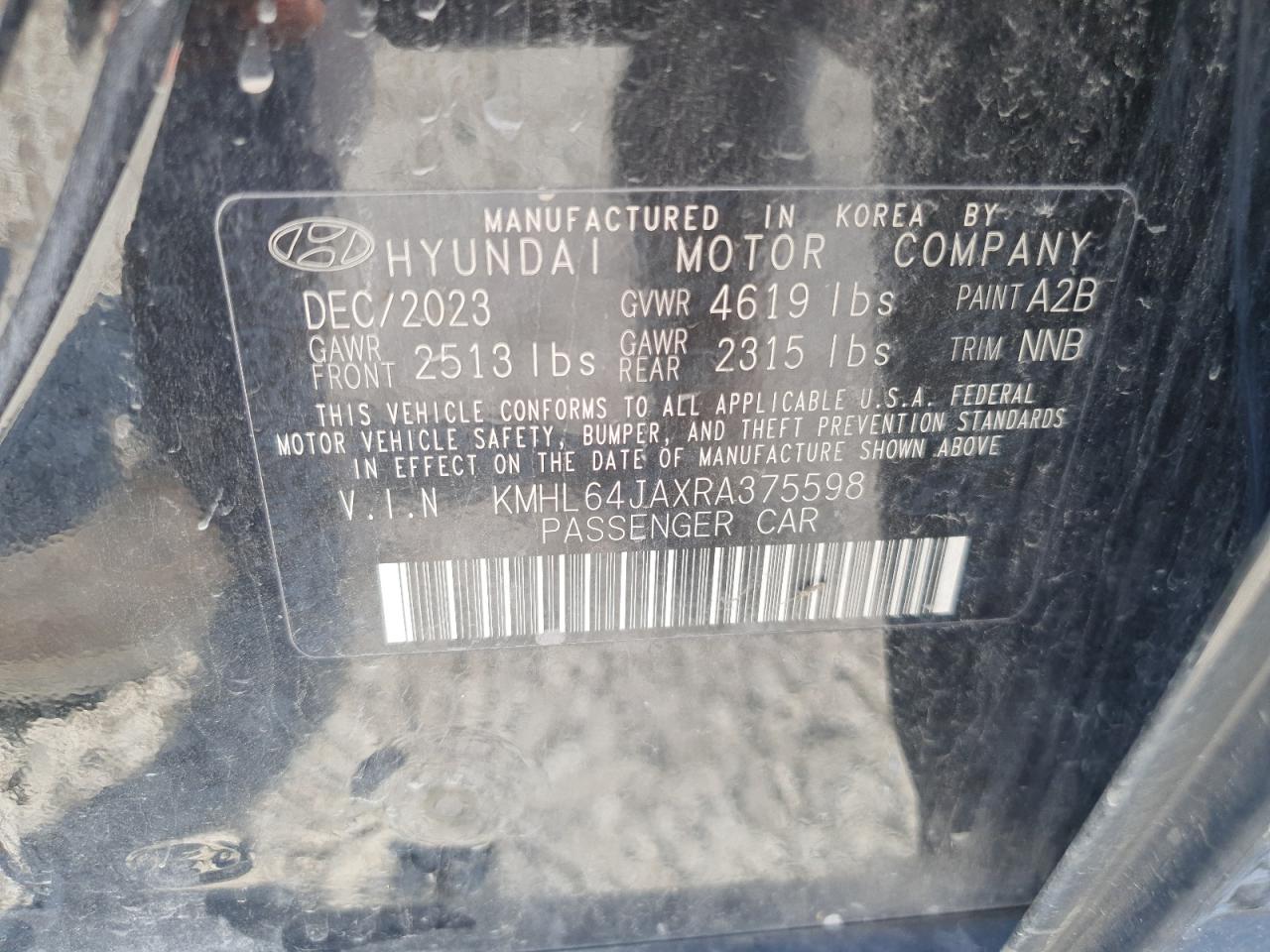 2024 Hyundai Sonata Sel VIN: KMHL64JAXRA375598 Lot: 65075875
