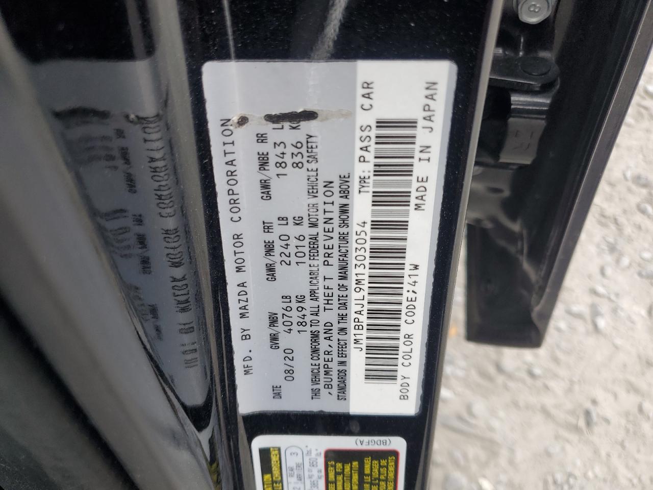 2021 Mazda 3 VIN: JM1BPAJL9M1303054 Lot: 64551475