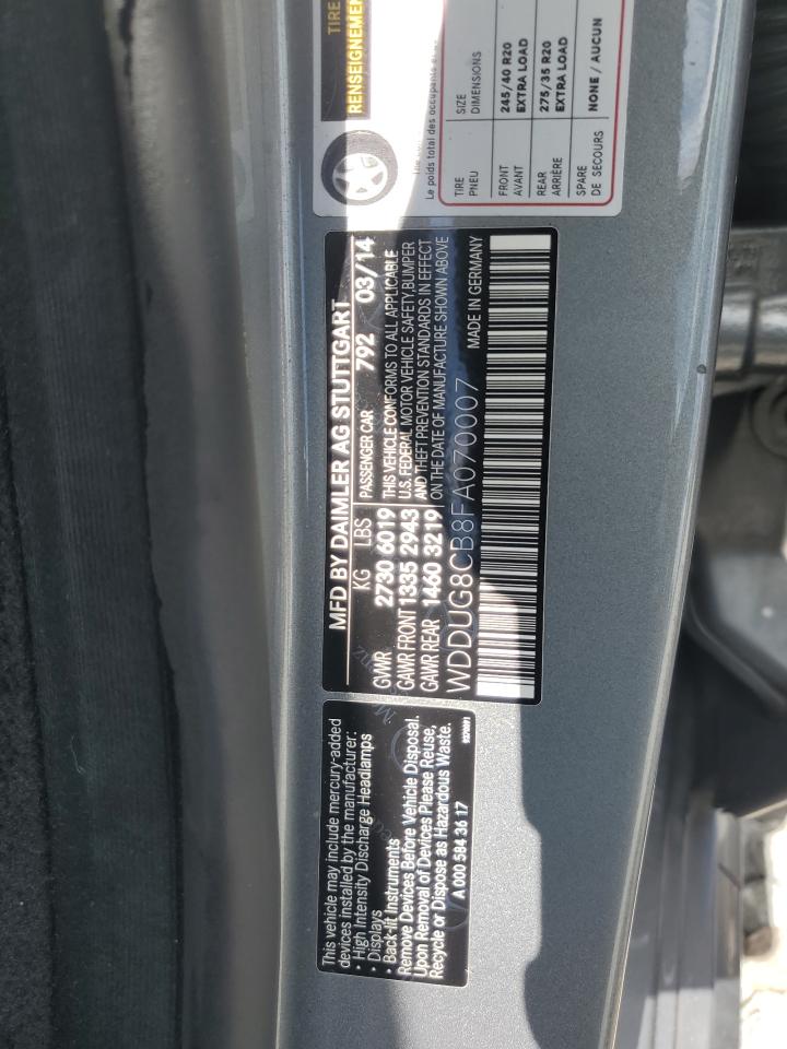 2015 Mercedes-Benz S 550 VIN: WDDUG8CB8FA070007 Lot: 65615345