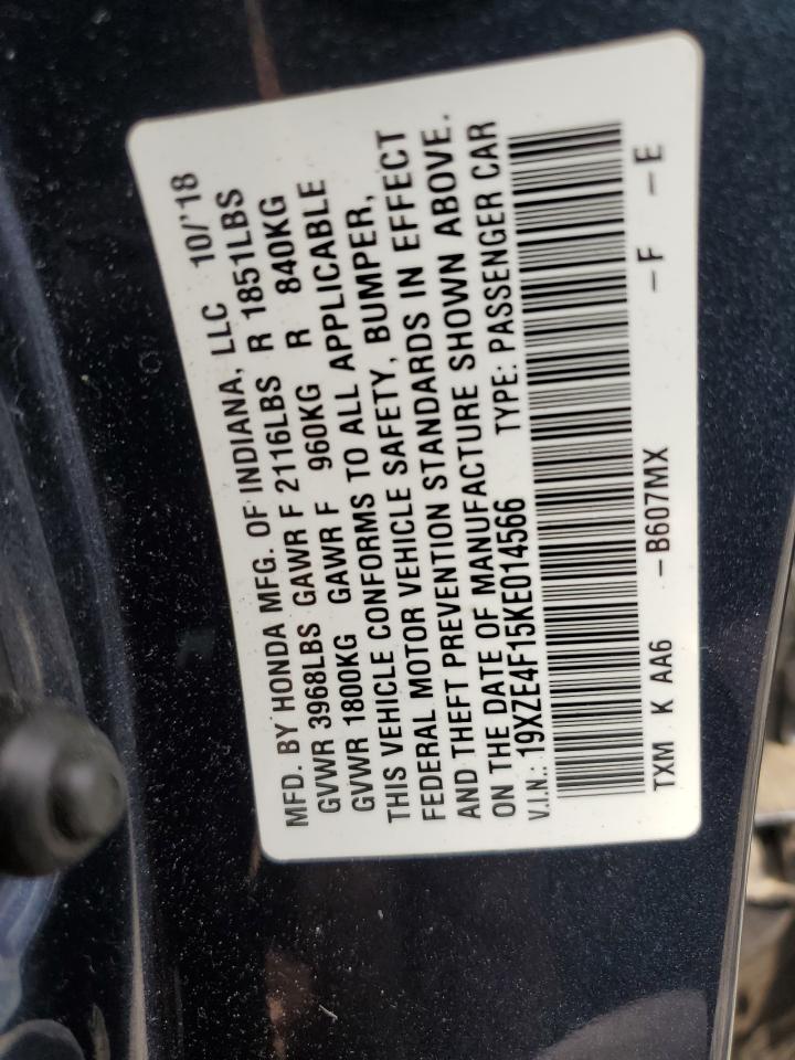2019 Honda Insight Lx VIN: 19XZE4F15KE014566 Lot: 64288925