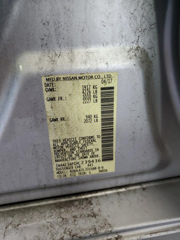 2017 Nissan Altima 2.5 VIN: 1N4AL3AP1HC239436 Lot: 63757925