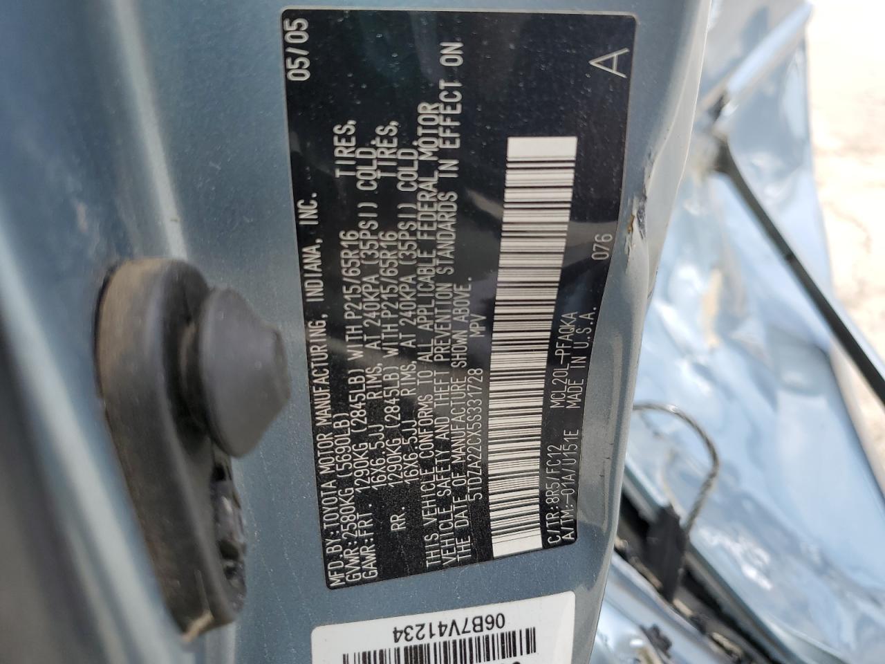 5TDZA22CX5S331728 2005 Toyota Sienna Xle