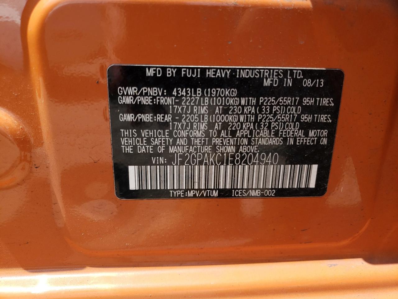 2014 Subaru Xv Crosstrek 2.0 Limited VIN: JF2GPAKC1E8204940 Lot: 66672585