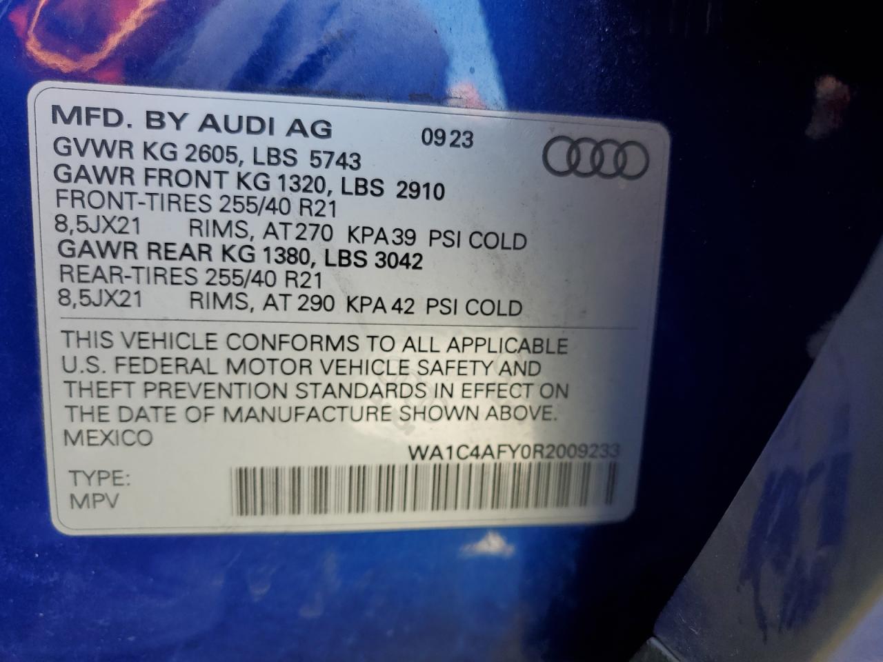 2024 Audi Sq5 Prestige VIN: WA1C4AFY0R2009233 Lot: 62765085