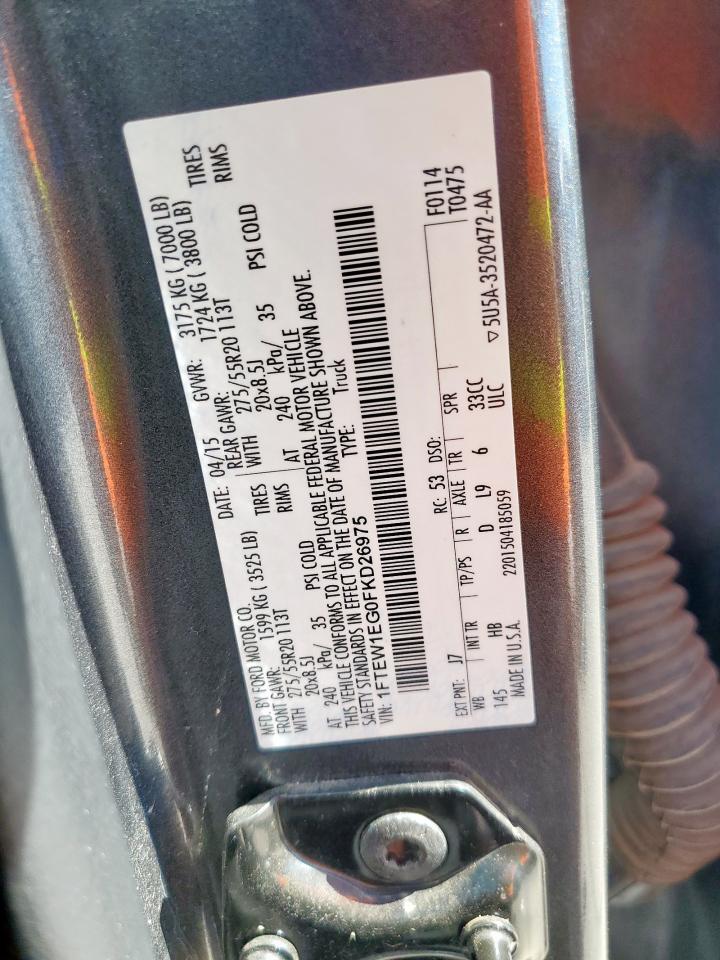 1ftew1eg0fkd26975 1FTEW1EG0FKD26975 2015 Ford F150 Supercrew