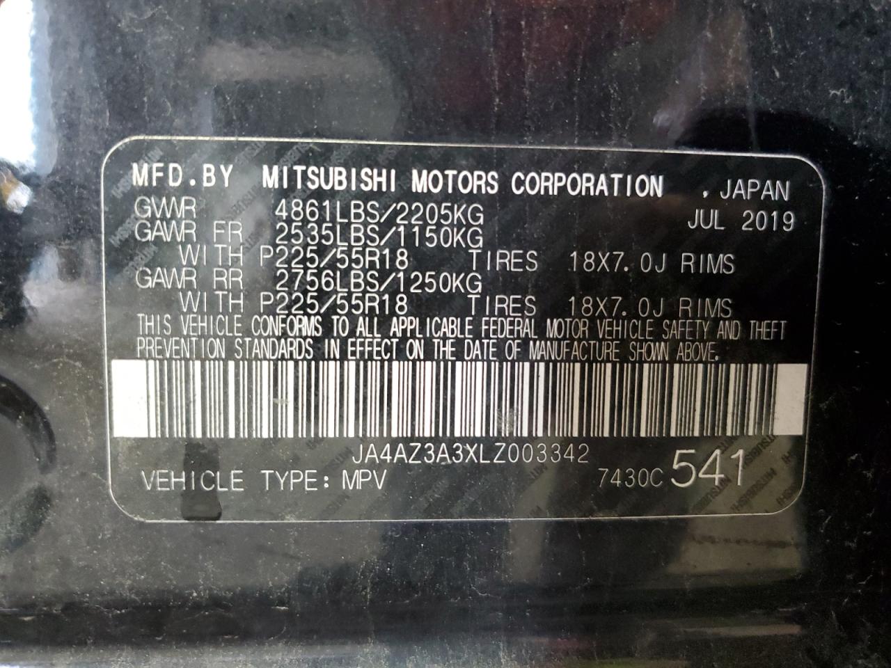 2020 Mitsubishi Outlander Se VIN: JA4AZ3A3XLZ003342 Lot: 63789995