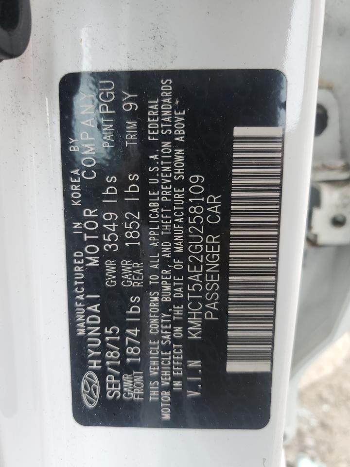 2016 Hyundai Accent Se VIN: KMHCT5AE2GU258109 Lot: 64543885