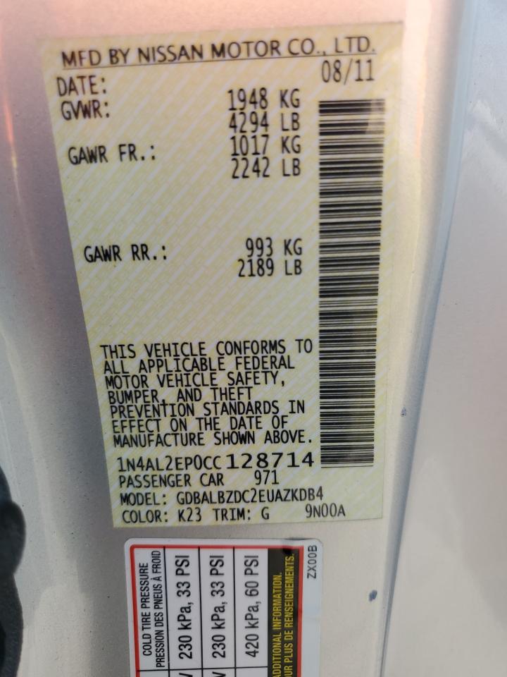 2012 Nissan Altima S VIN: 128714 Lot: 63878525
