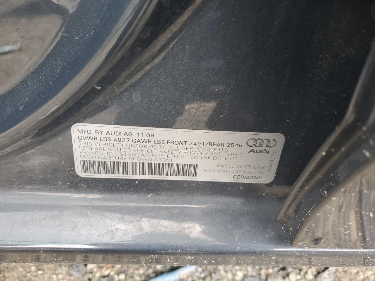 2010 Audi A4 Prestige VIN: WAUKFAFL4AN035706 Lot: 63450455