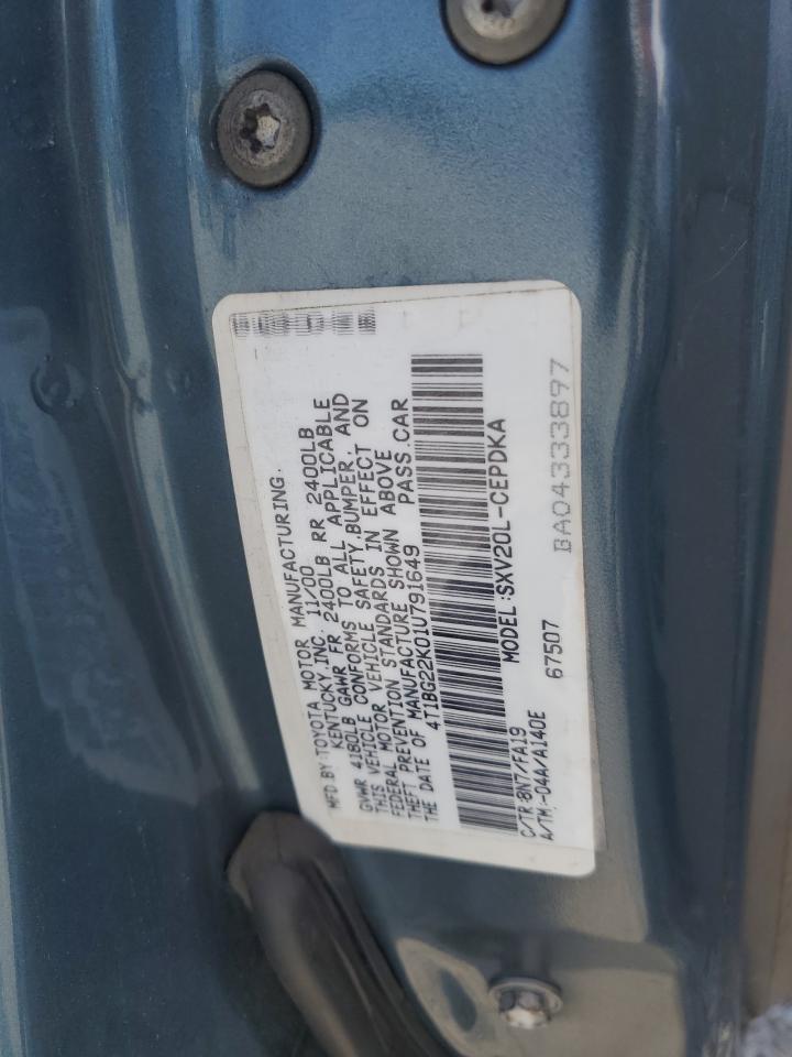 2001 Toyota Camry Ce VIN: 4T1BG22K01U791649 Lot: 63344735