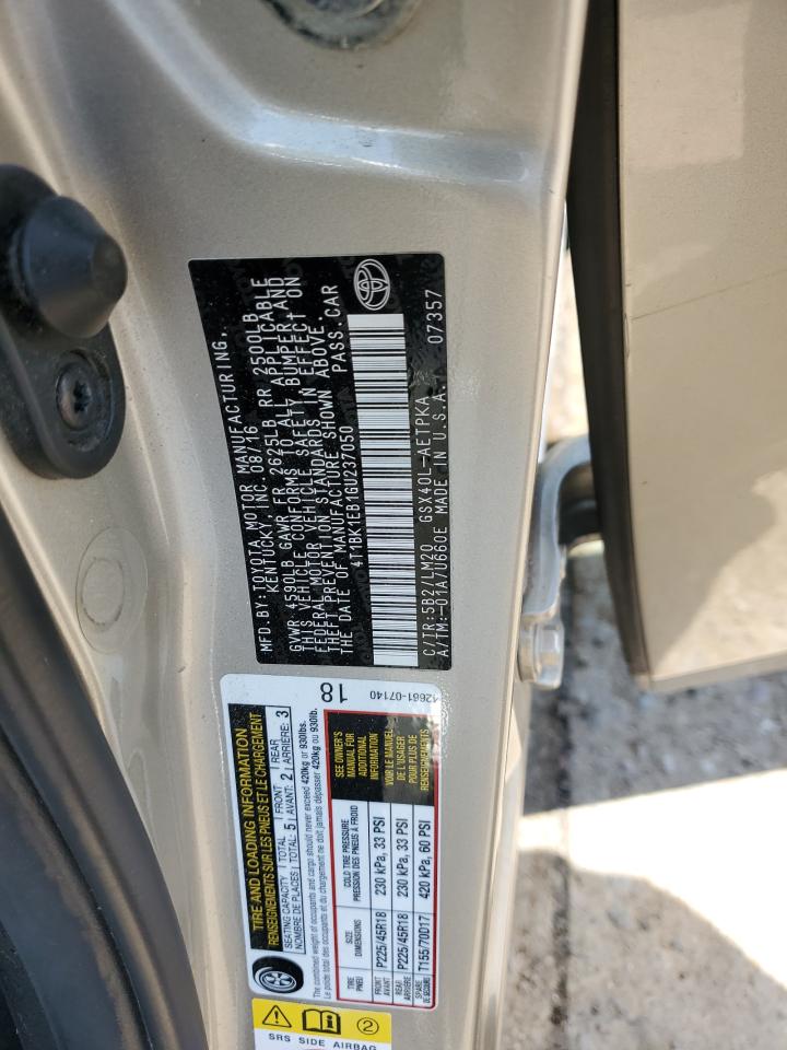 2016 Toyota Avalon Xle VIN: 4T1BK1EB1GU237050 Lot: 64811125