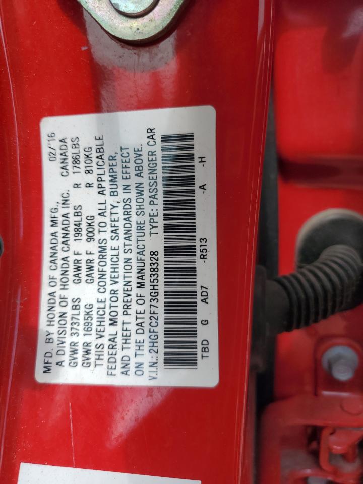 2016 Honda Civic Ex VIN: 2HGFC2F73GH538328 Lot: 65644265